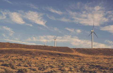 Wind Turbines on Arid Hillside