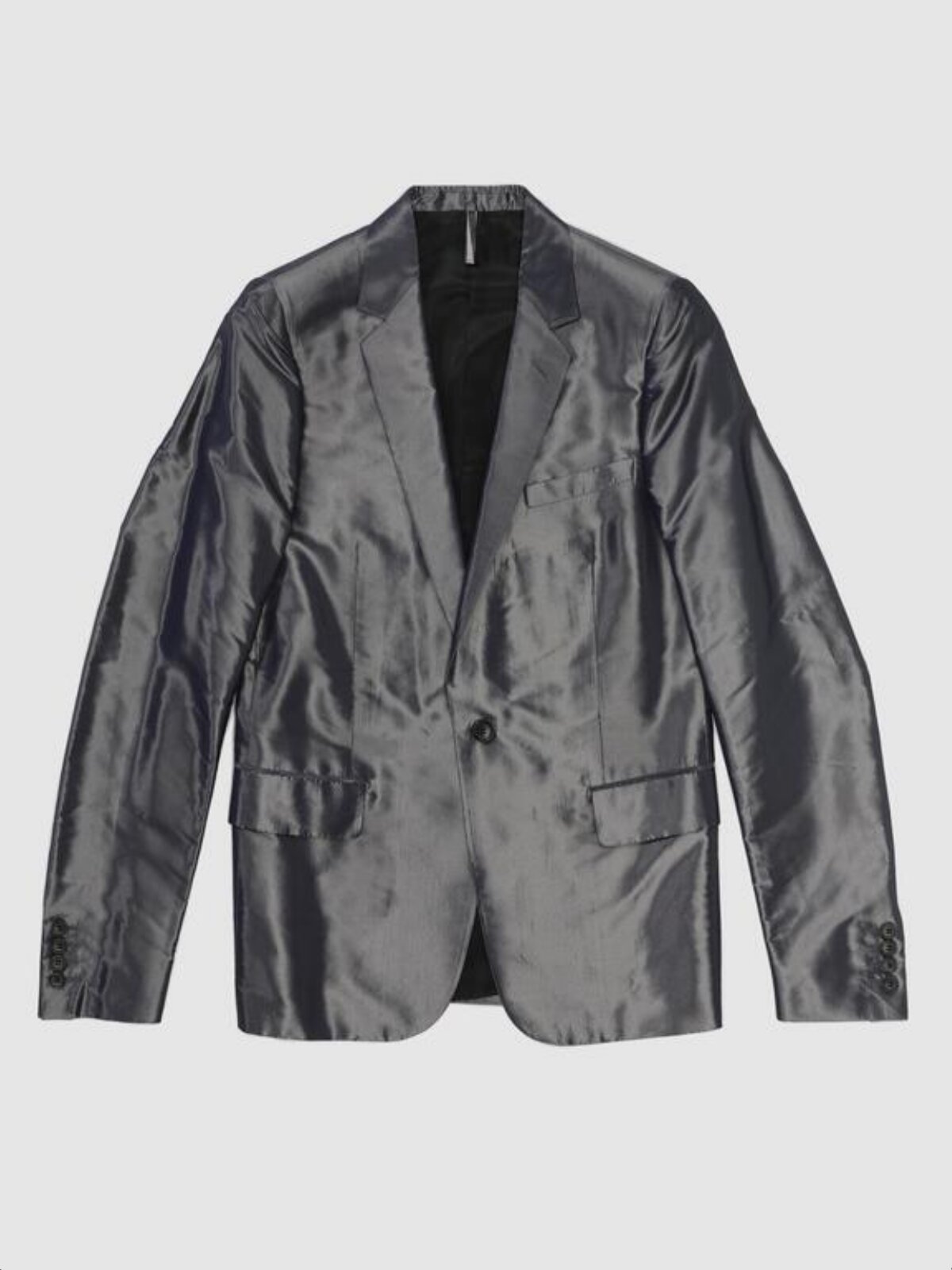 Shiny Gray Single-breasted Suit Blazer