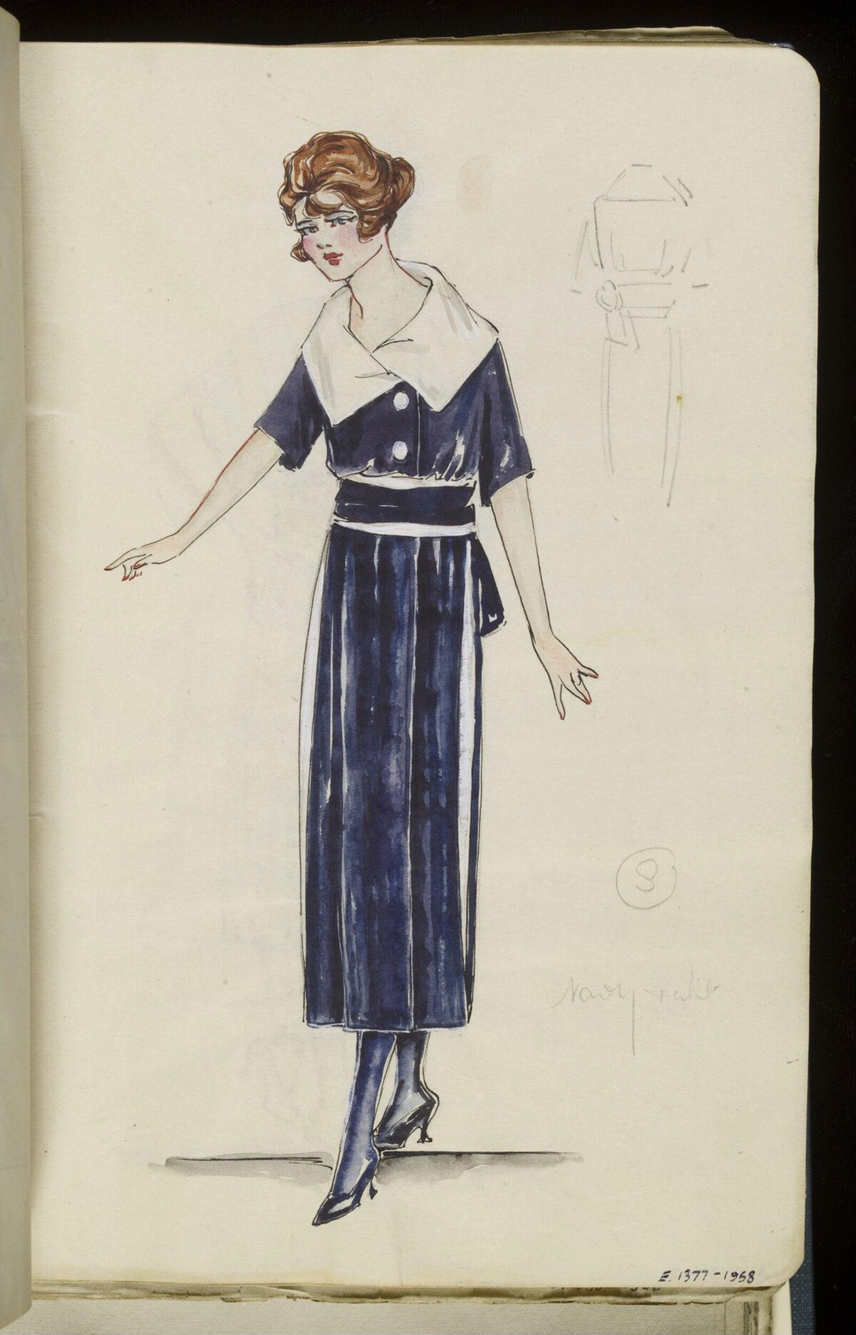 Vintage Day Dress Fashion Sketch