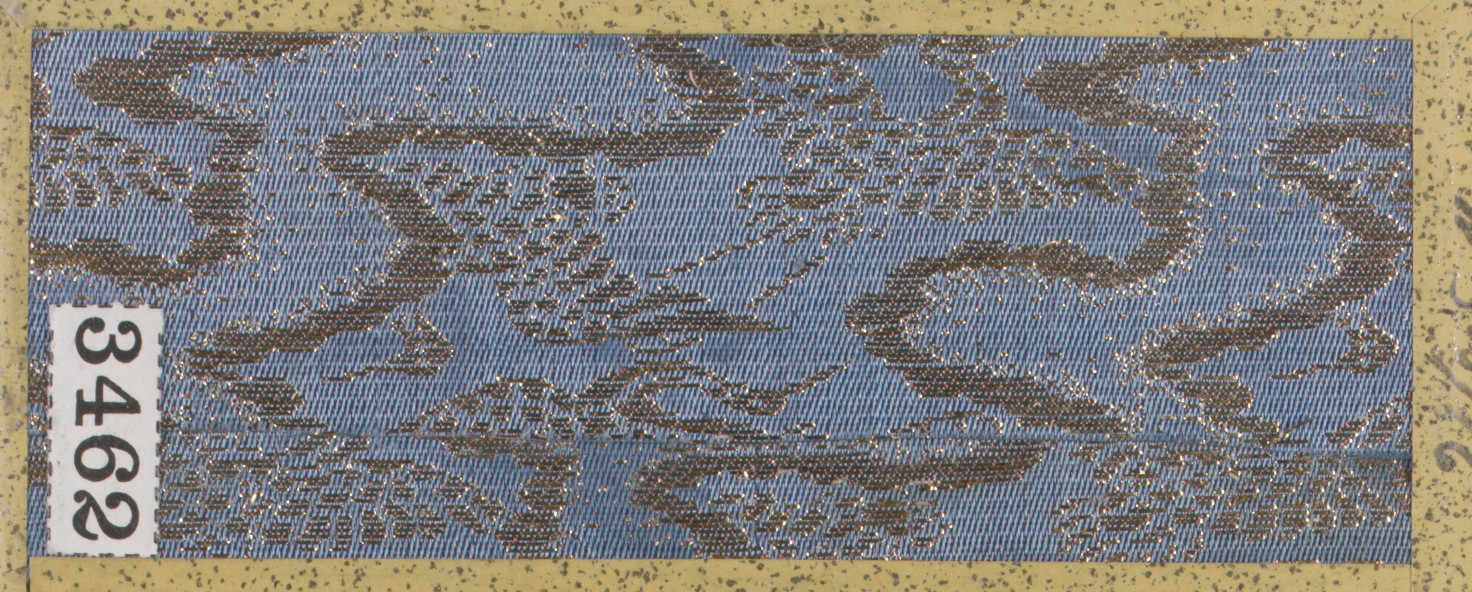 Blue Gold Patterned Fabric Swatch