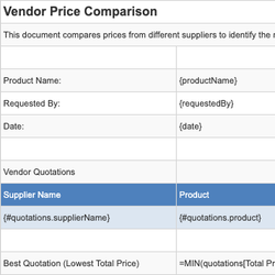 Vendor Price Comparison