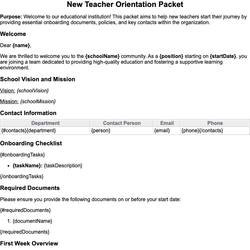 New Teacher Orientation Packet