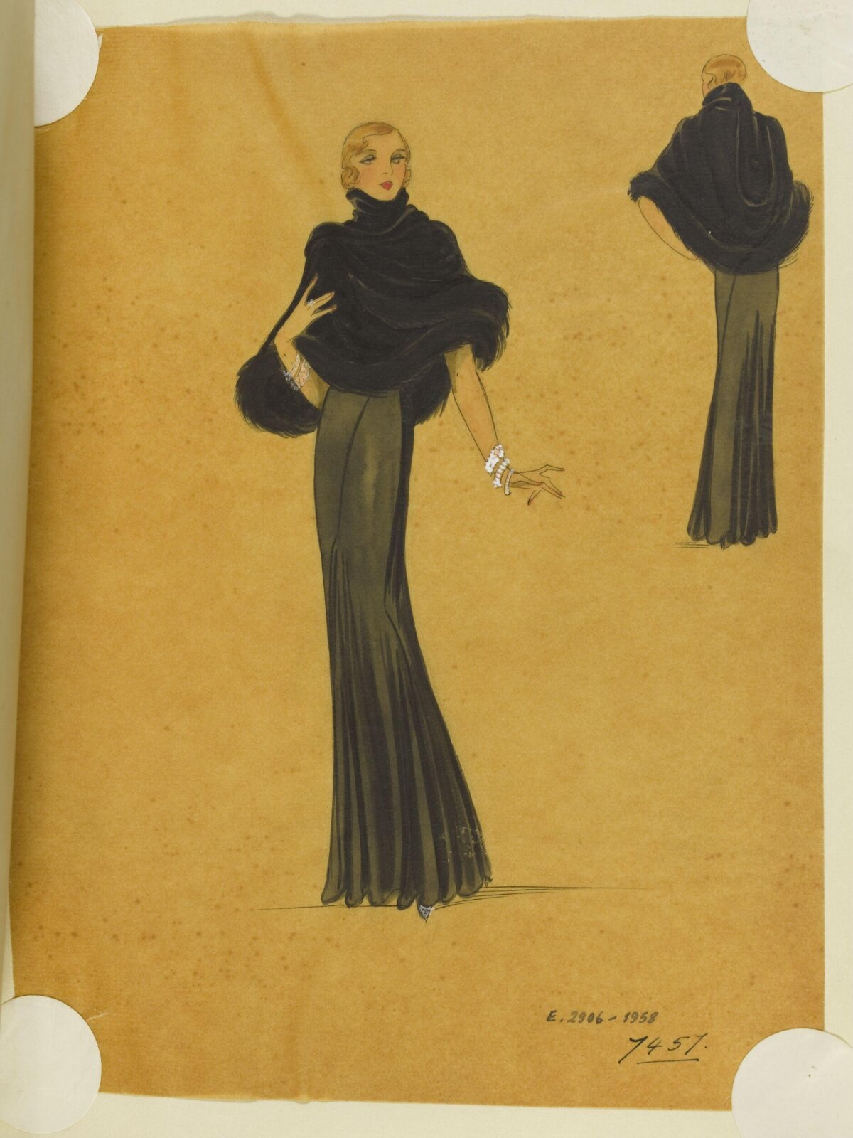 Vintage Evening Gown Fashion Sketch