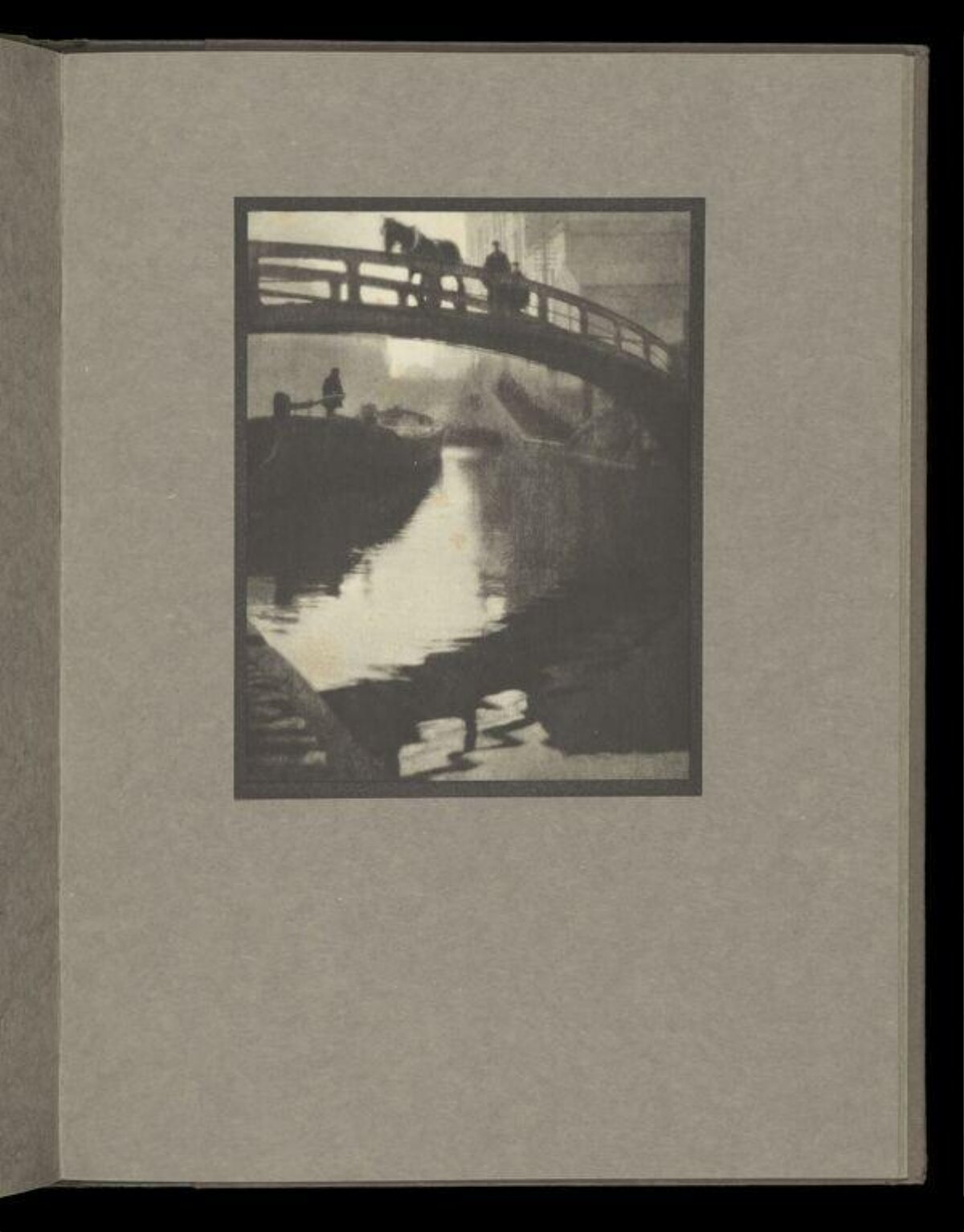 Vintage Bridge Over River Scene