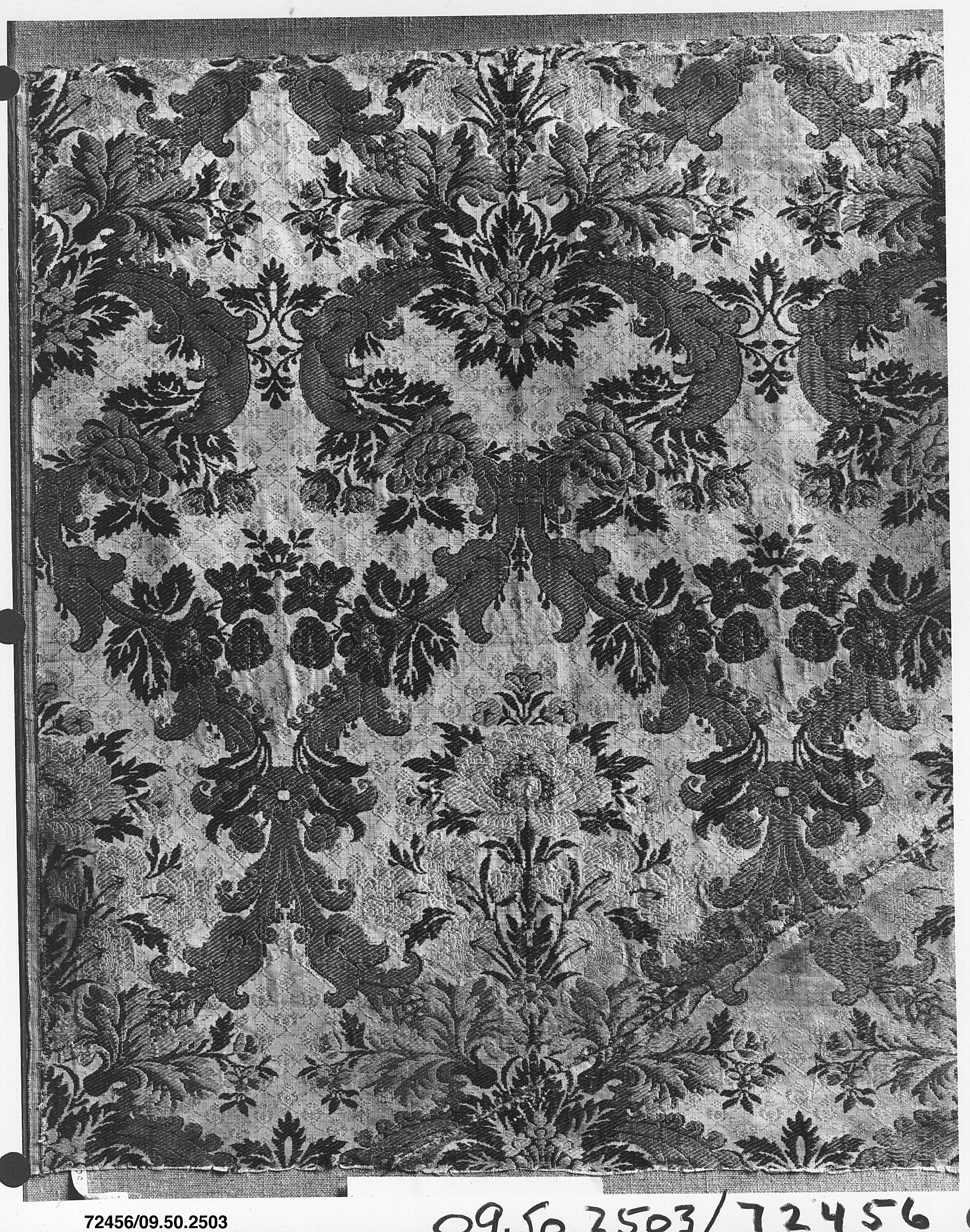 Antique Floral Damask Textile Fragment