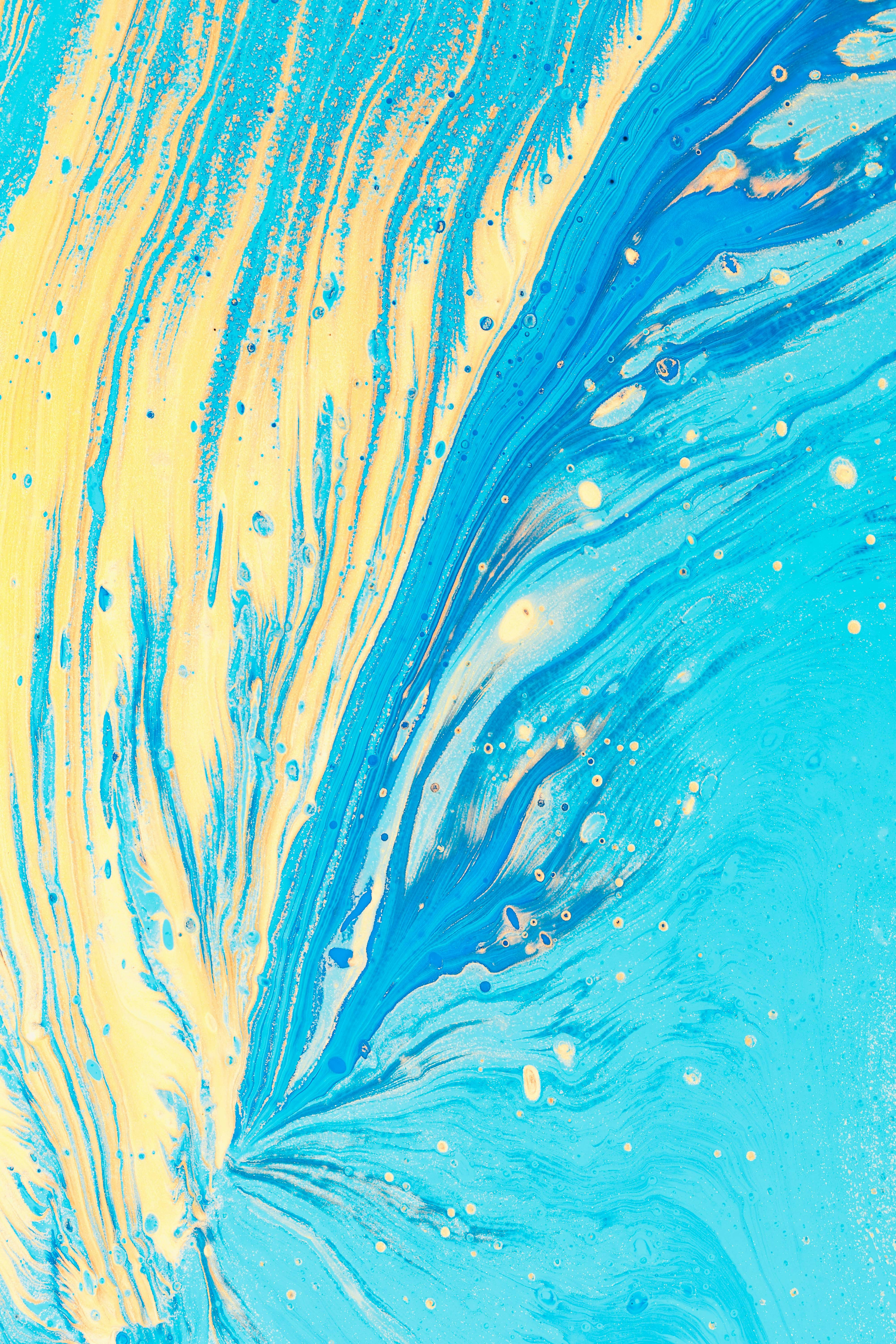 Blue Yellow Abstract Fluid Painting