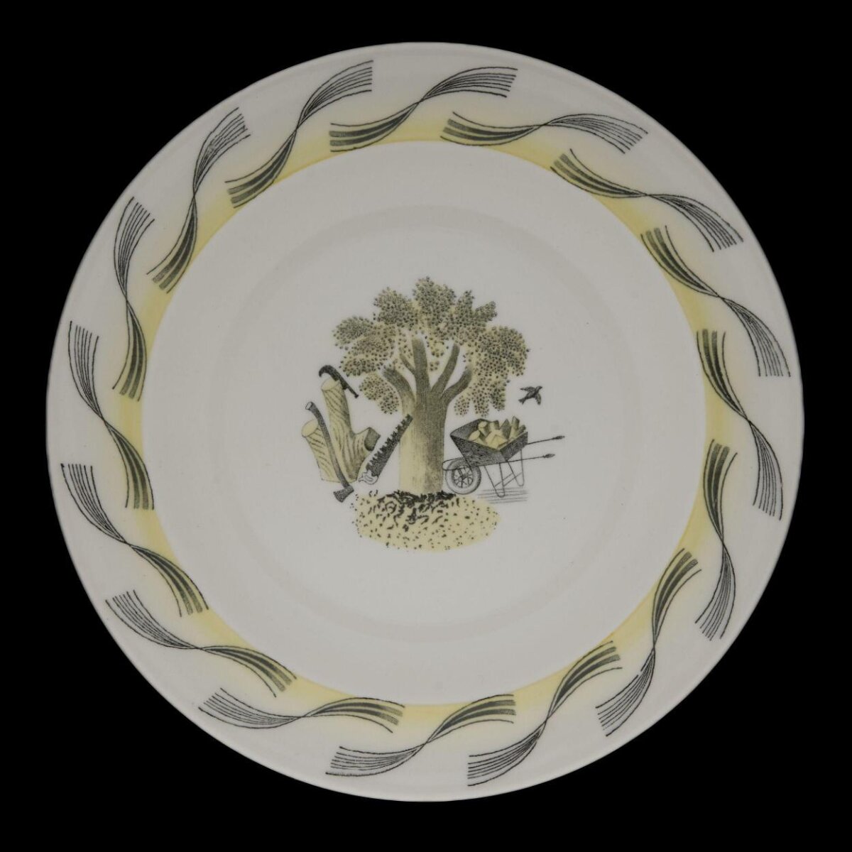Decorative Plate with Logging Illustration