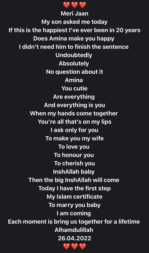 Romantic Proposal Message to Amina