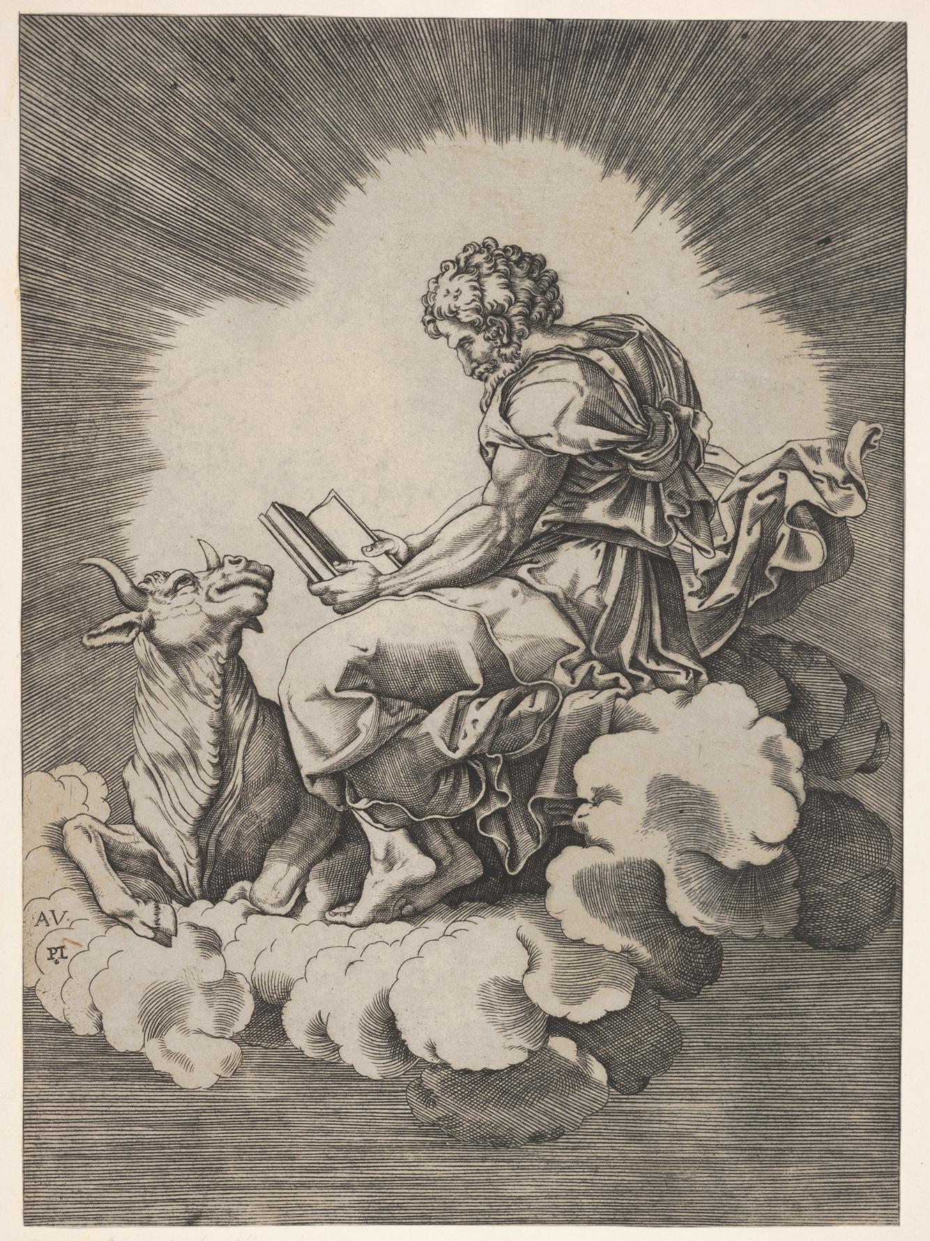 Engraving of Saint Luke and the Ox