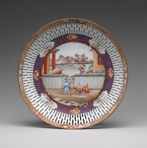 Chinese Gilt Porcelain Plate with Playful Children