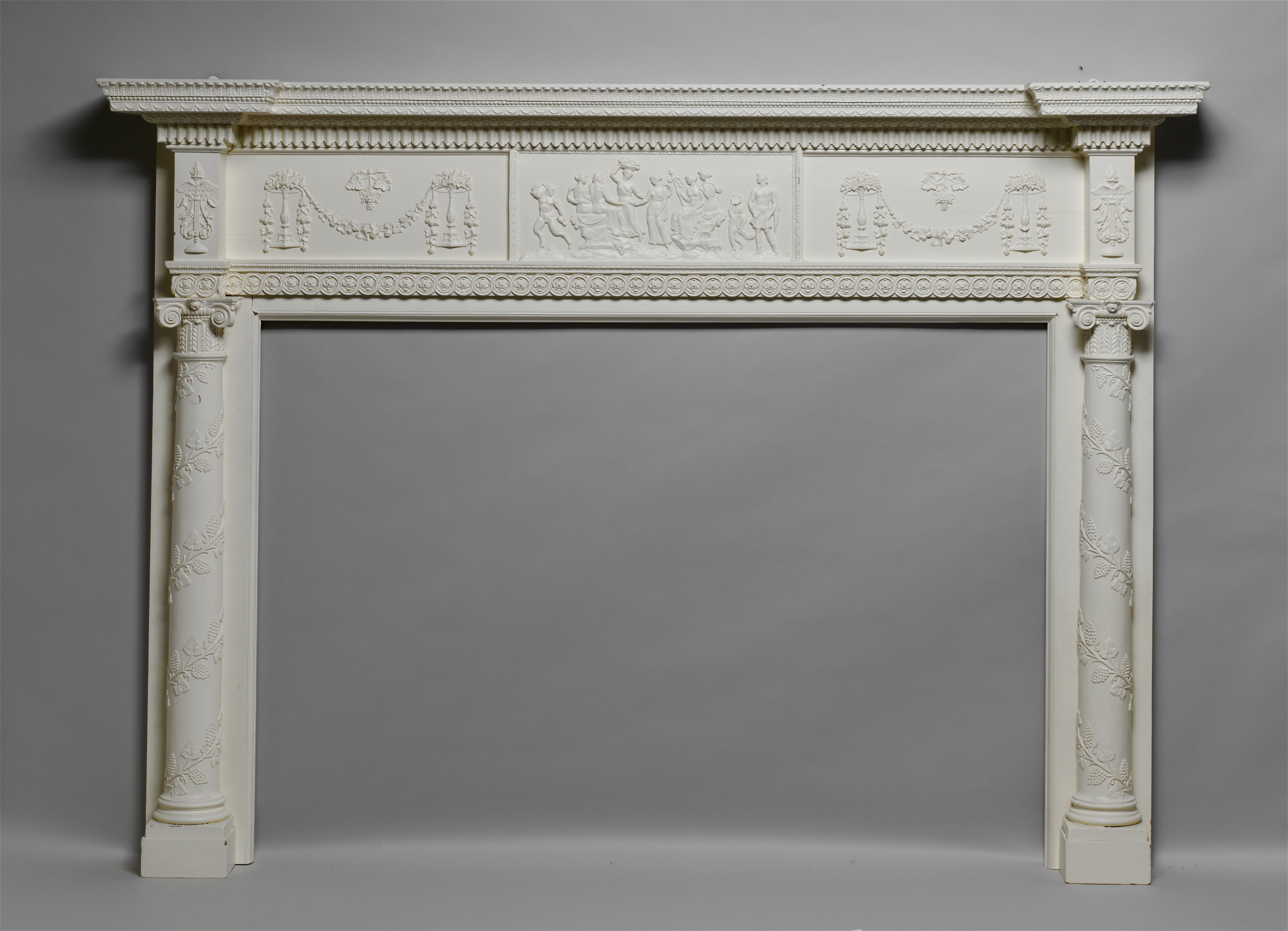 White Carved Fireplace Mantel