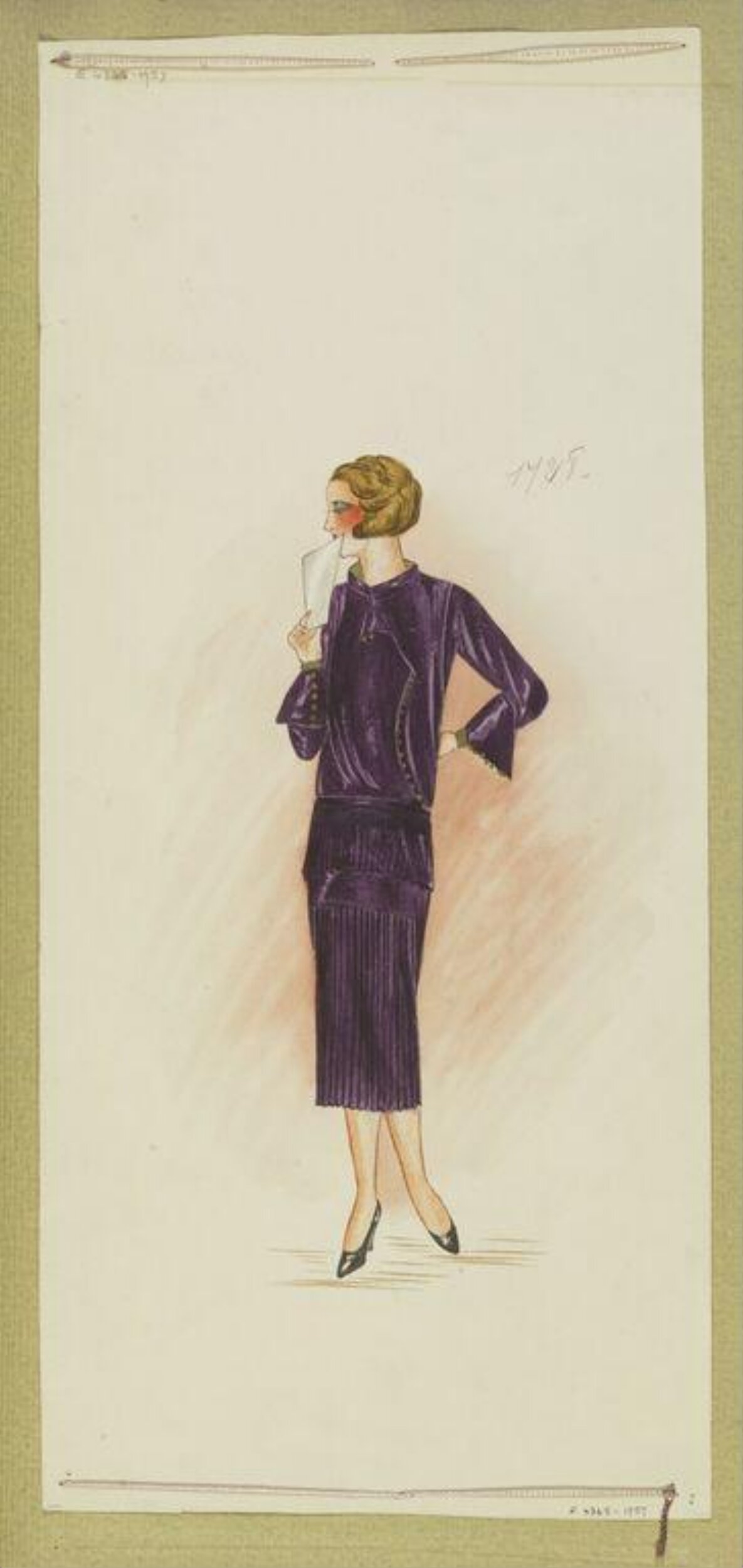1920s Purple Dress Fashion Sketch