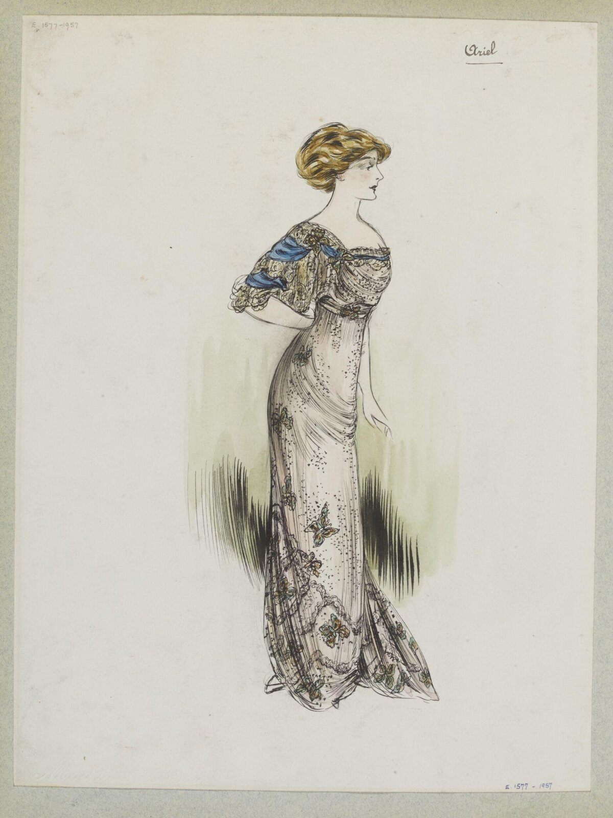 Vintage Evening Gown Fashion Sketch