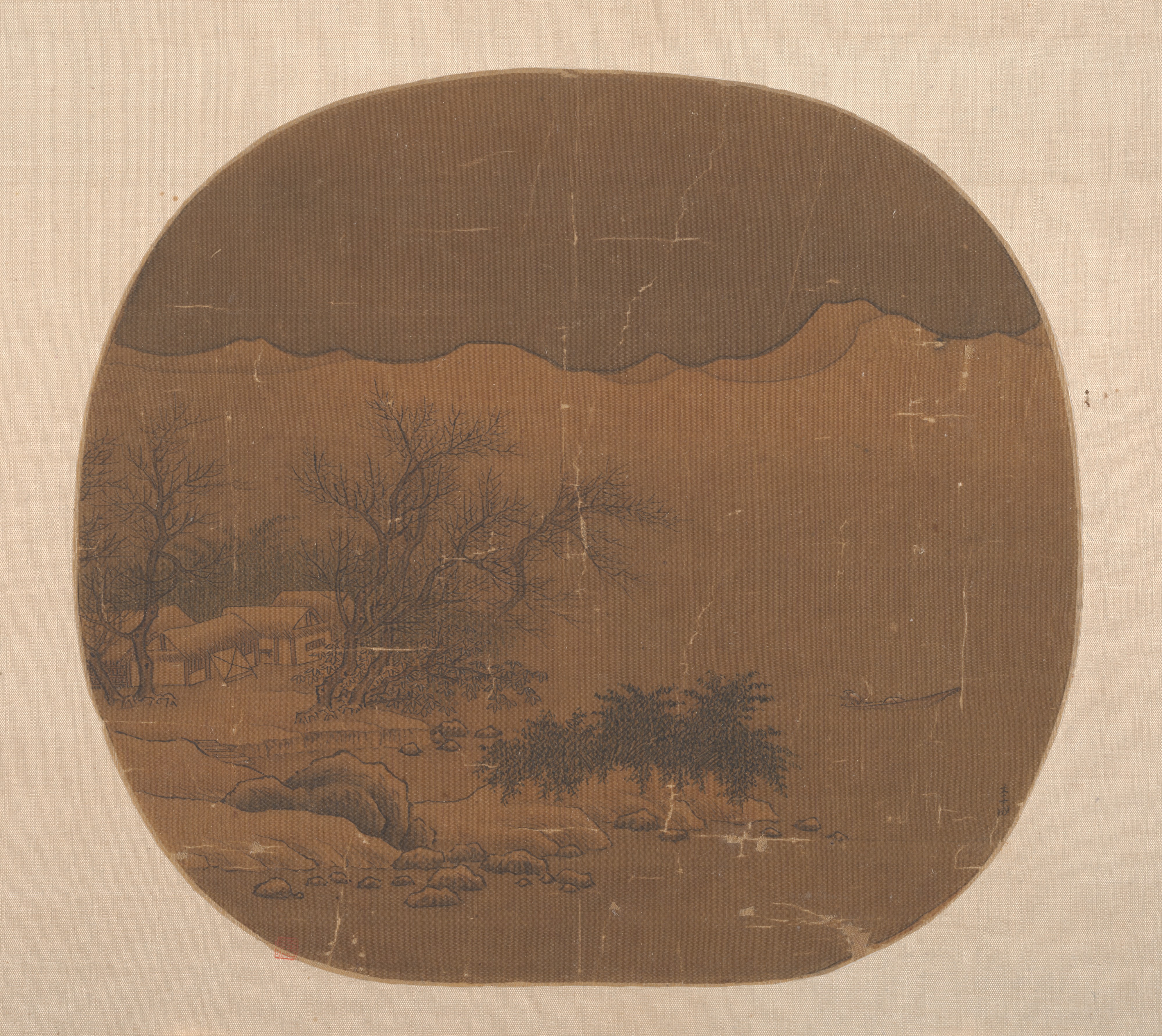 Ancient Chinese Landscape Fan Painting