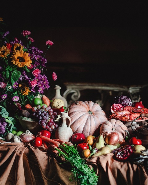Autumn Harvest Still Life Arrangement