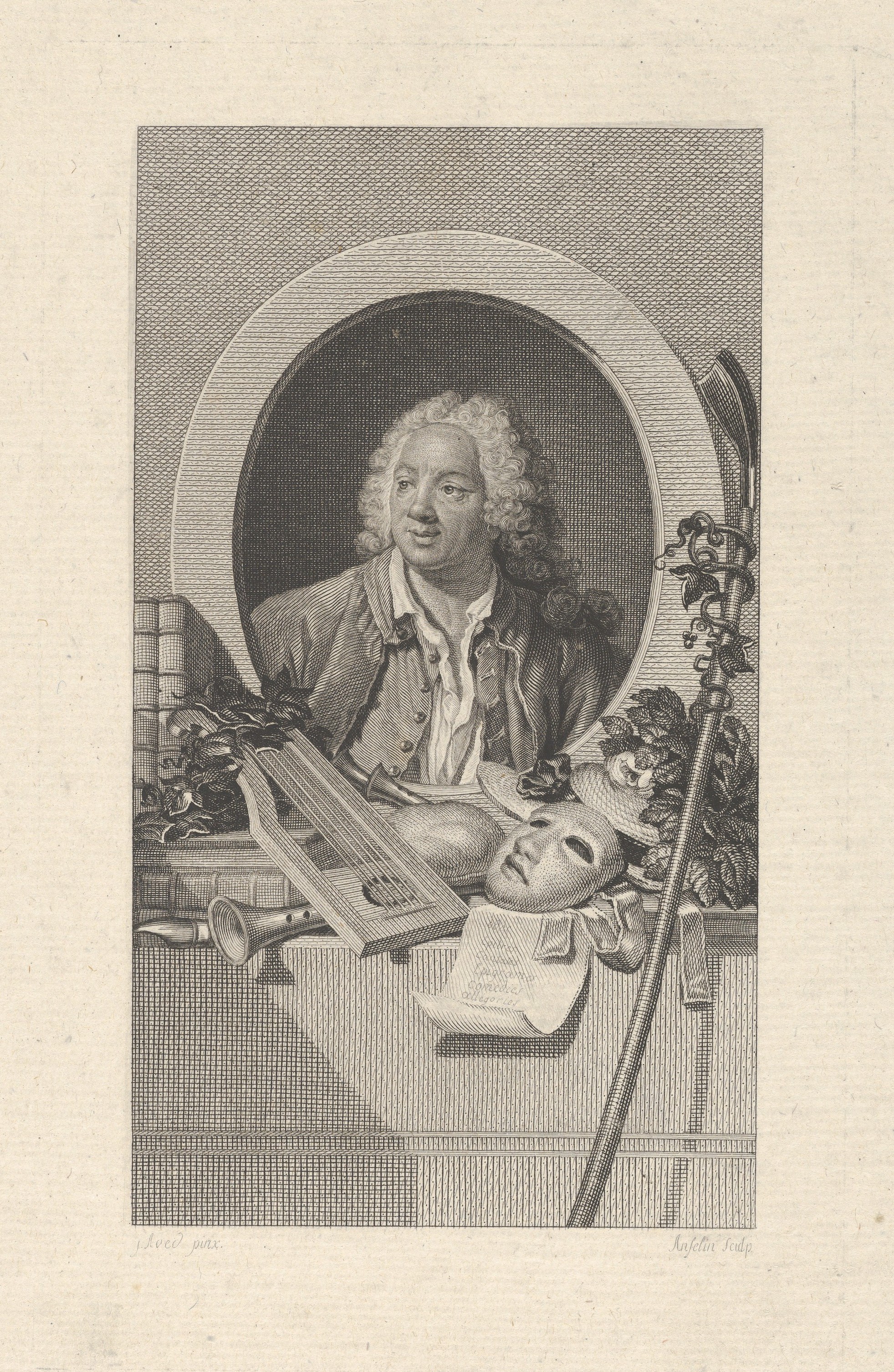18th Century Engraved Playwright Portrait