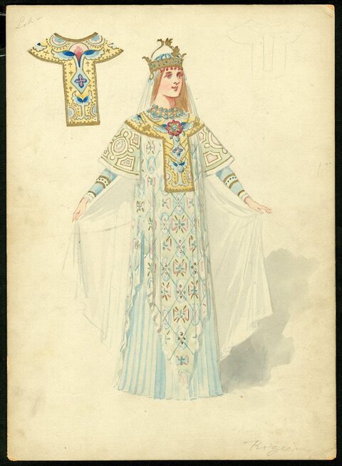 Medieval Queen Costume Design Sketch
