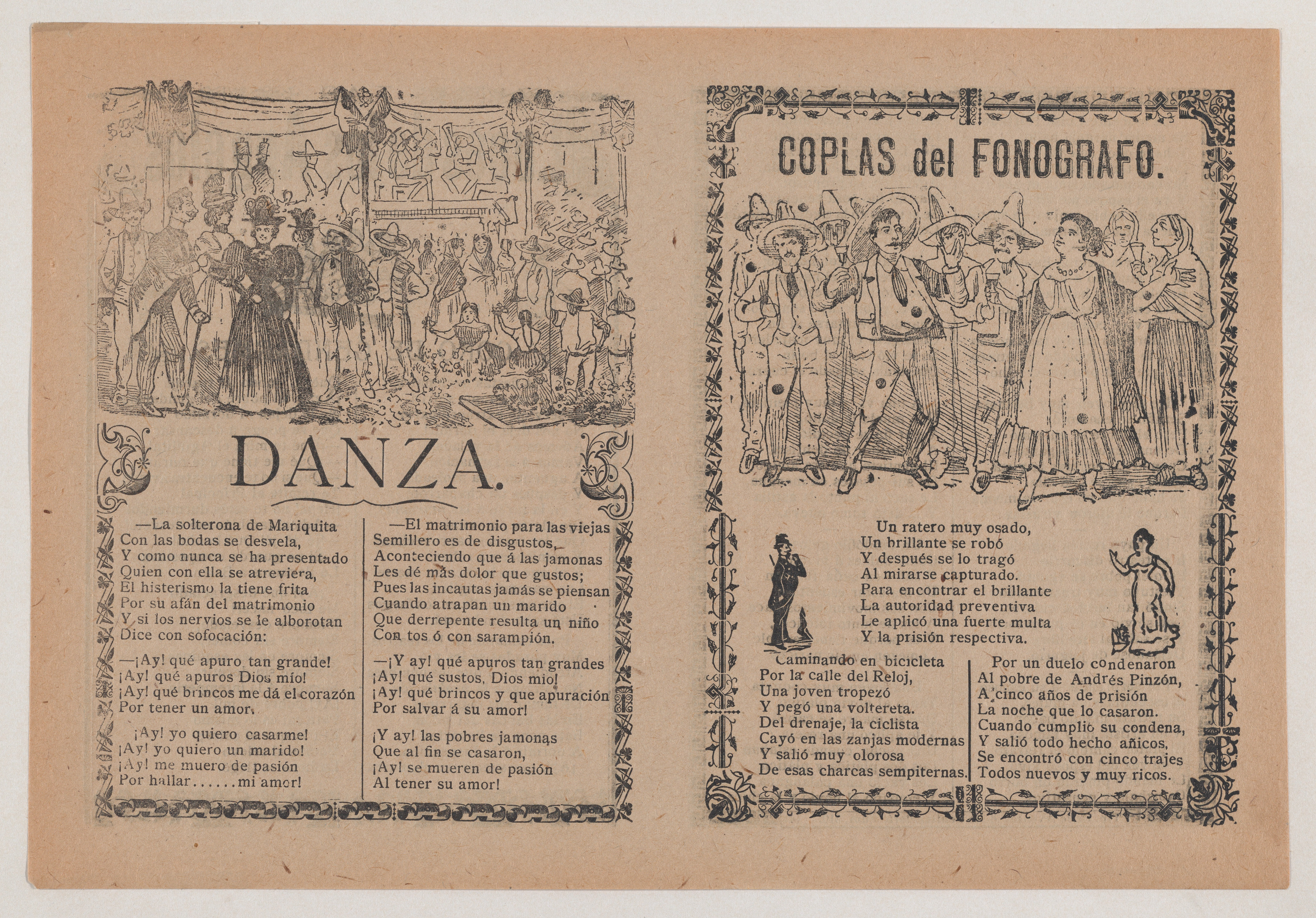 Vintage Spanish Folk Poetry Broadside