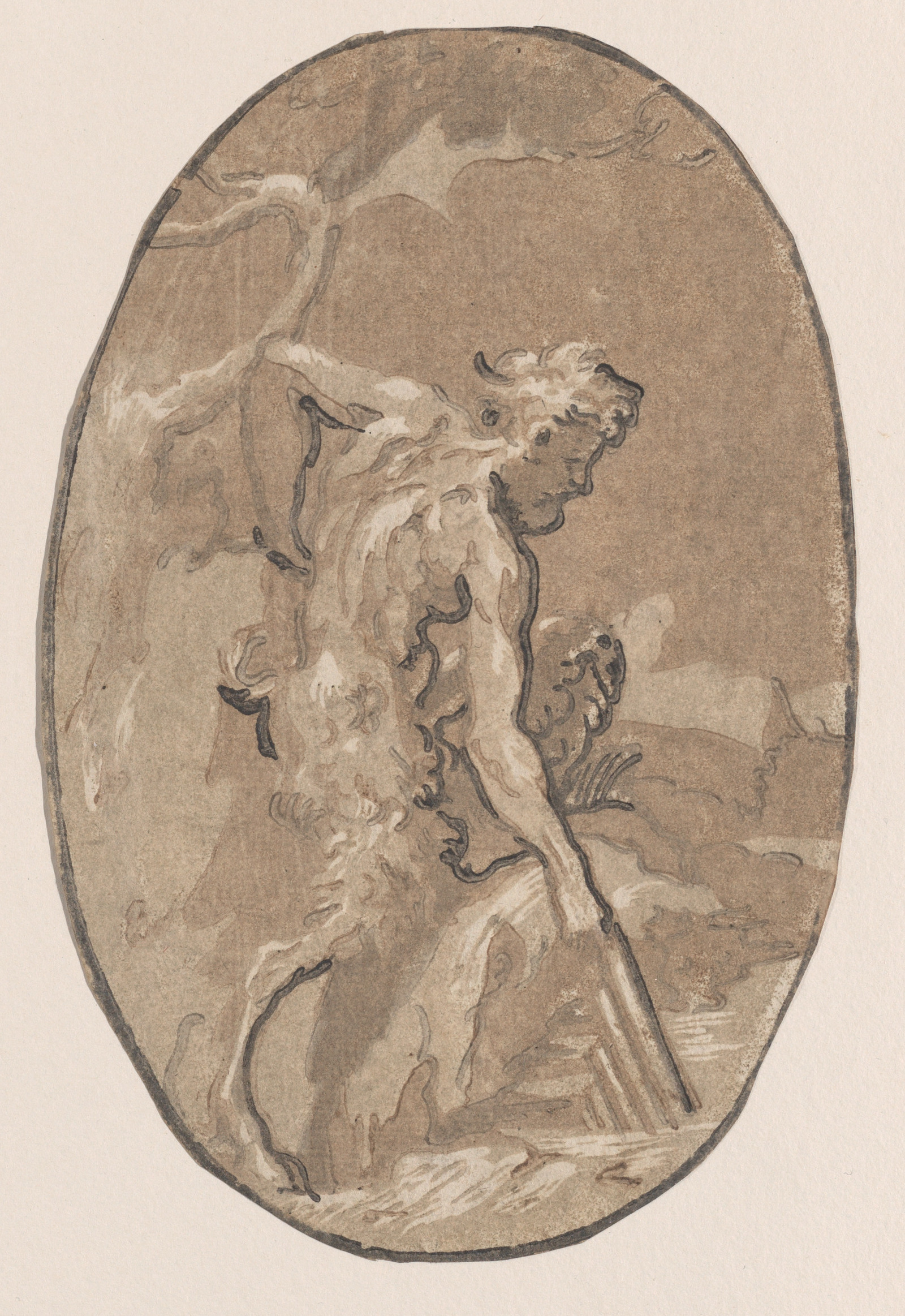 Sketch of a Standing Satyr in Landscape