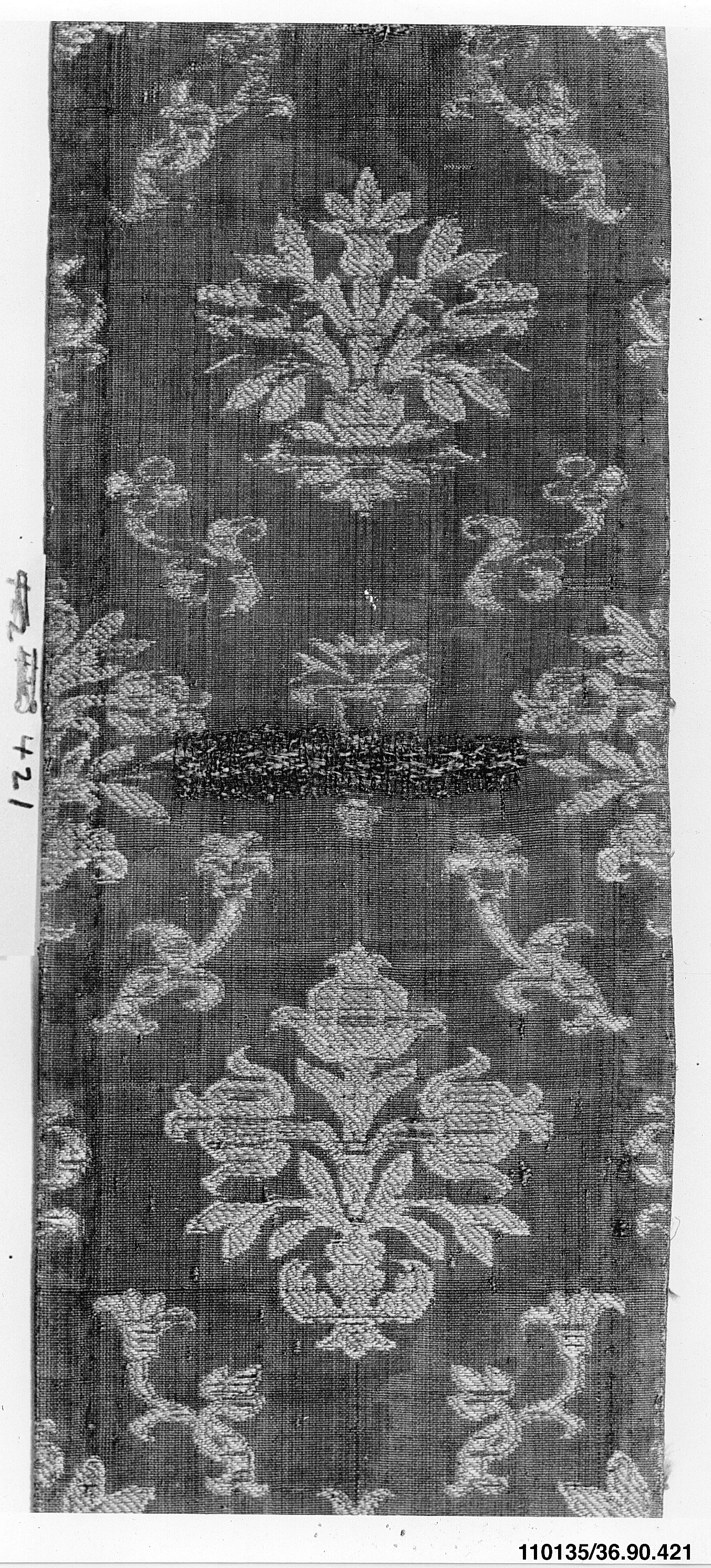 Antique Woven Floral Textile Fragment