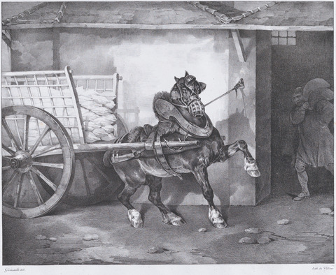 Draft Horse Pulling Loaded Cart