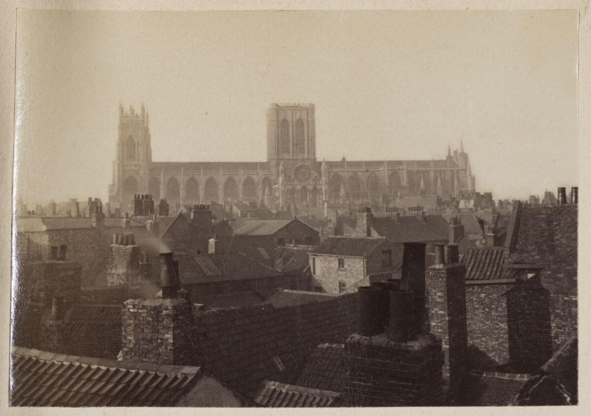 Vintage View of Cathedral Over Rooftops
