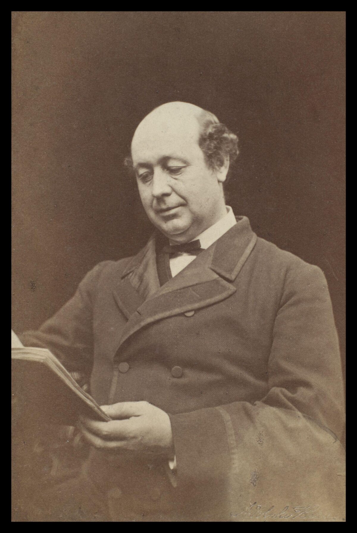 Vintage Portrait of Man Reading Book