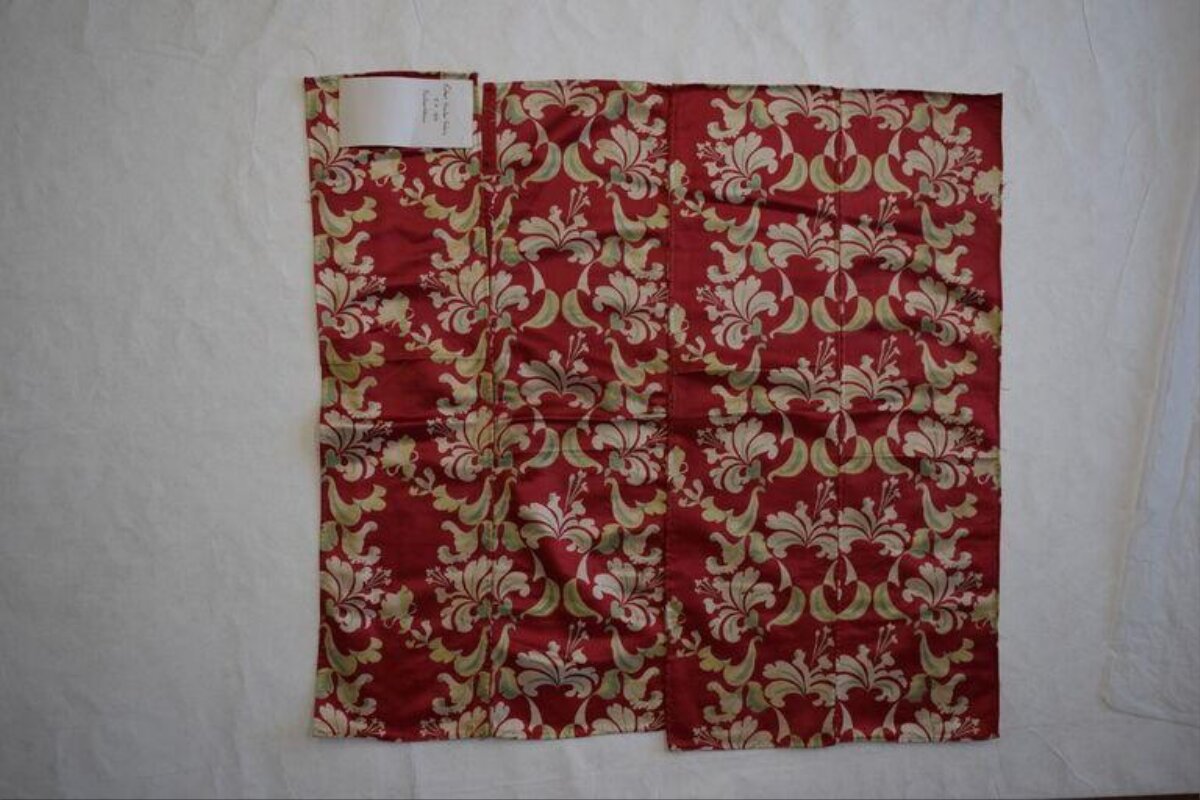 Red Damask Pattern Fabric Swatch