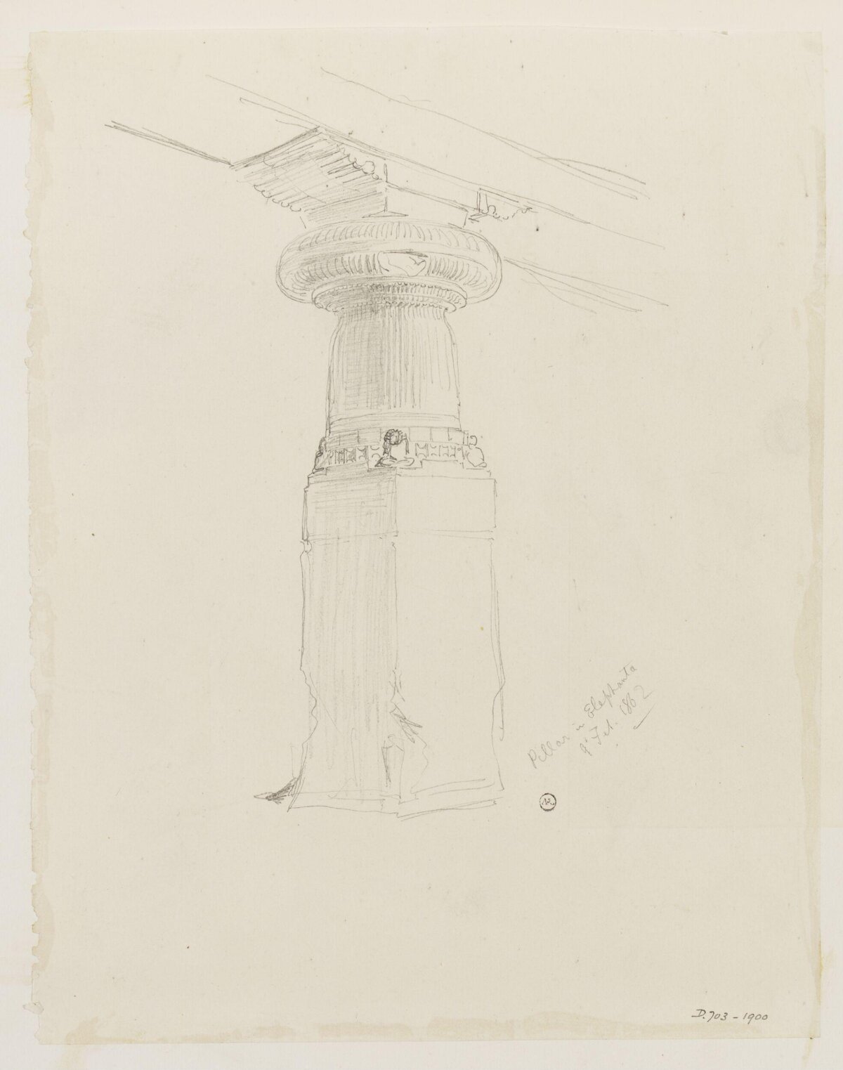Pencil Sketch of Elephanta Pillar