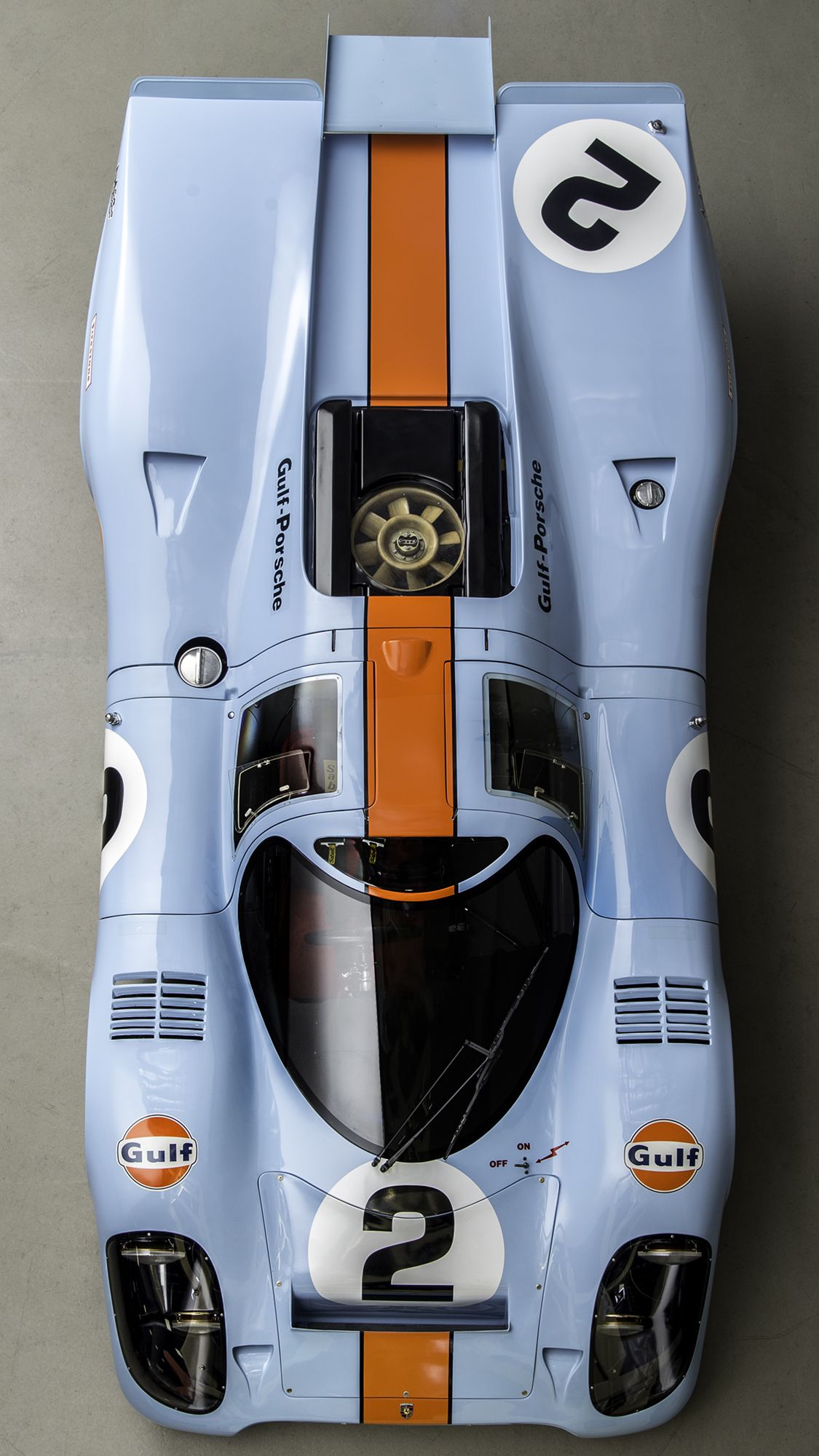 Top-Down View of Gulf Porsche Race Car