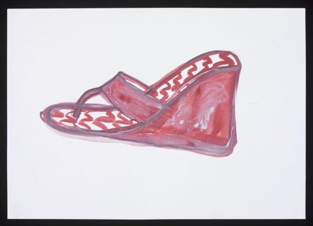Hand Drawn Pink Wedge Sandal