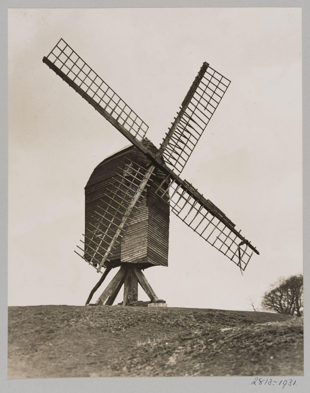 Old Wooden Windmill on Hill