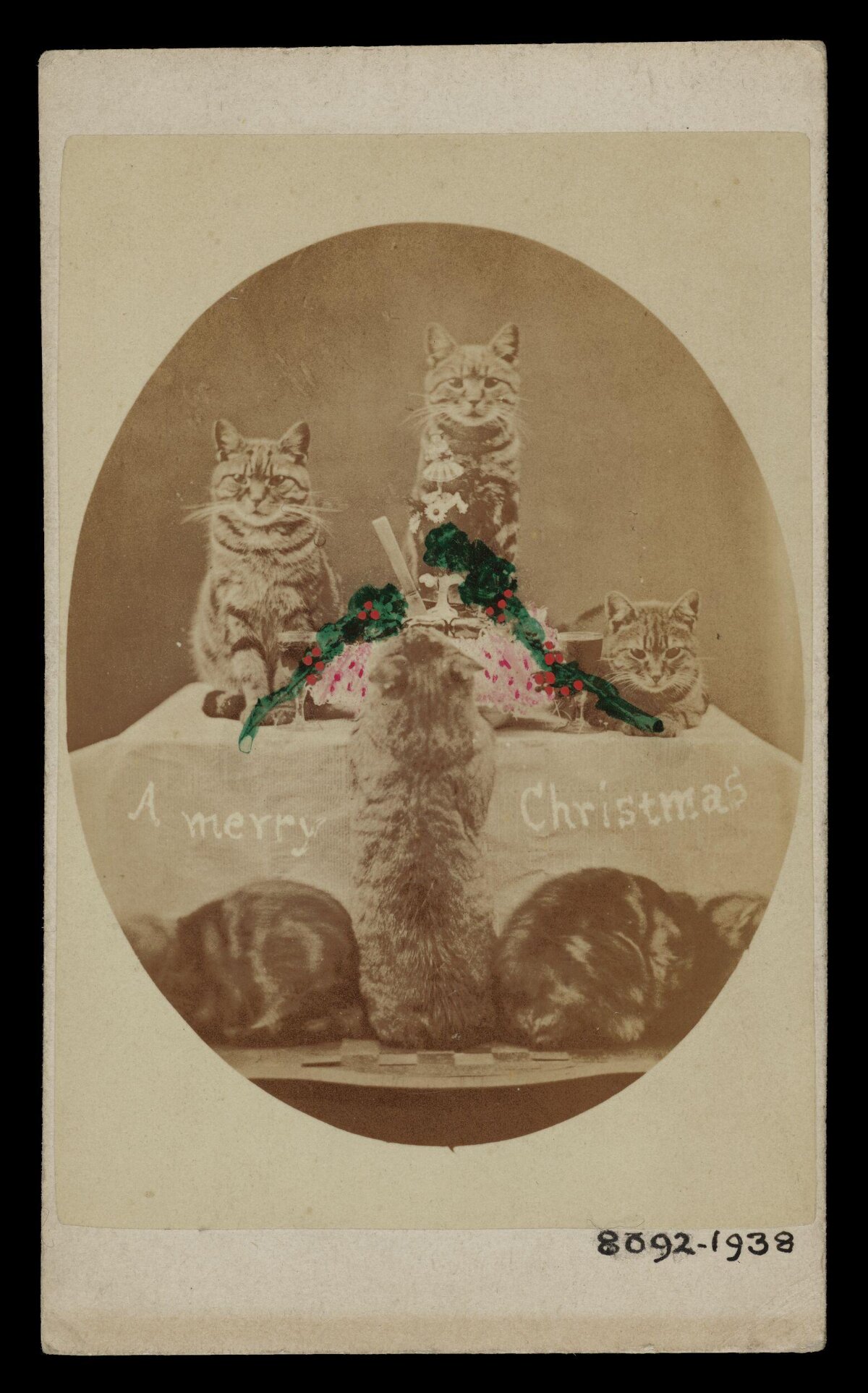 Vintage Christmas Cat Greeting Card