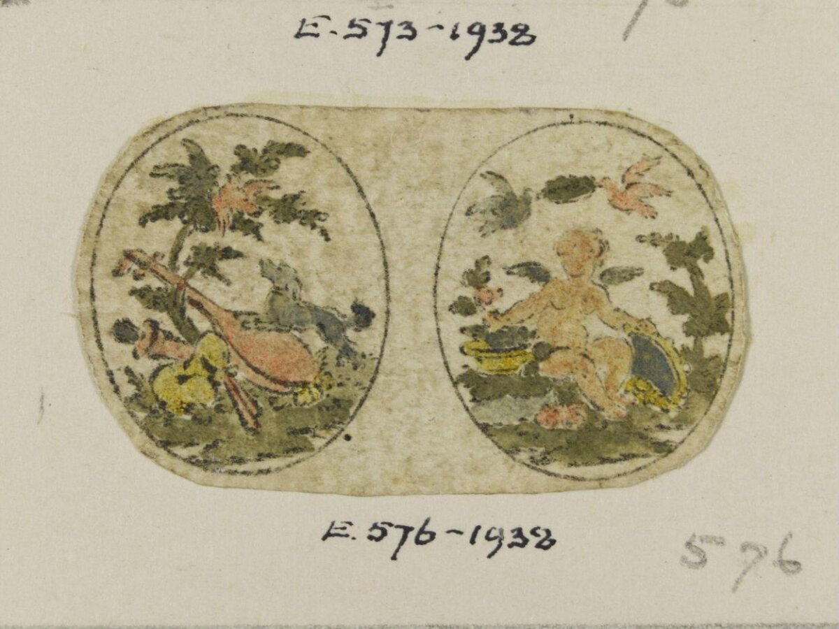 Two Oval Antique Decorative Designs