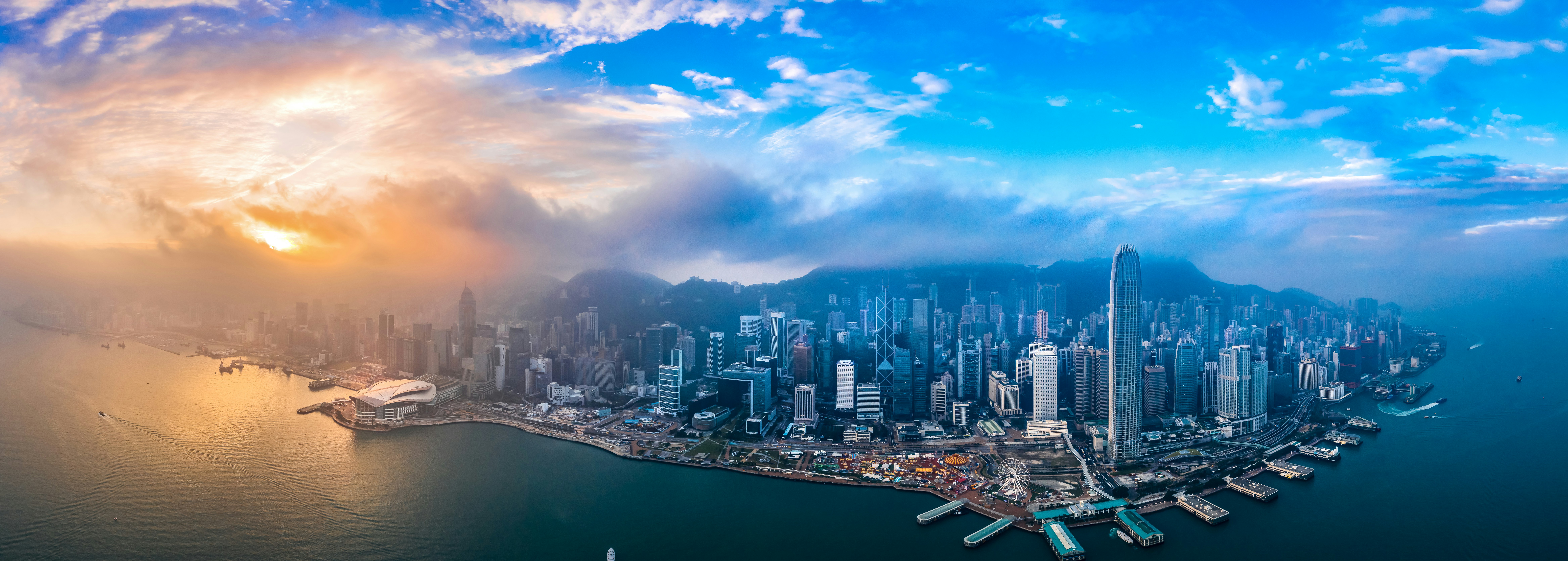 Hong Kong Sunrise City Skyline