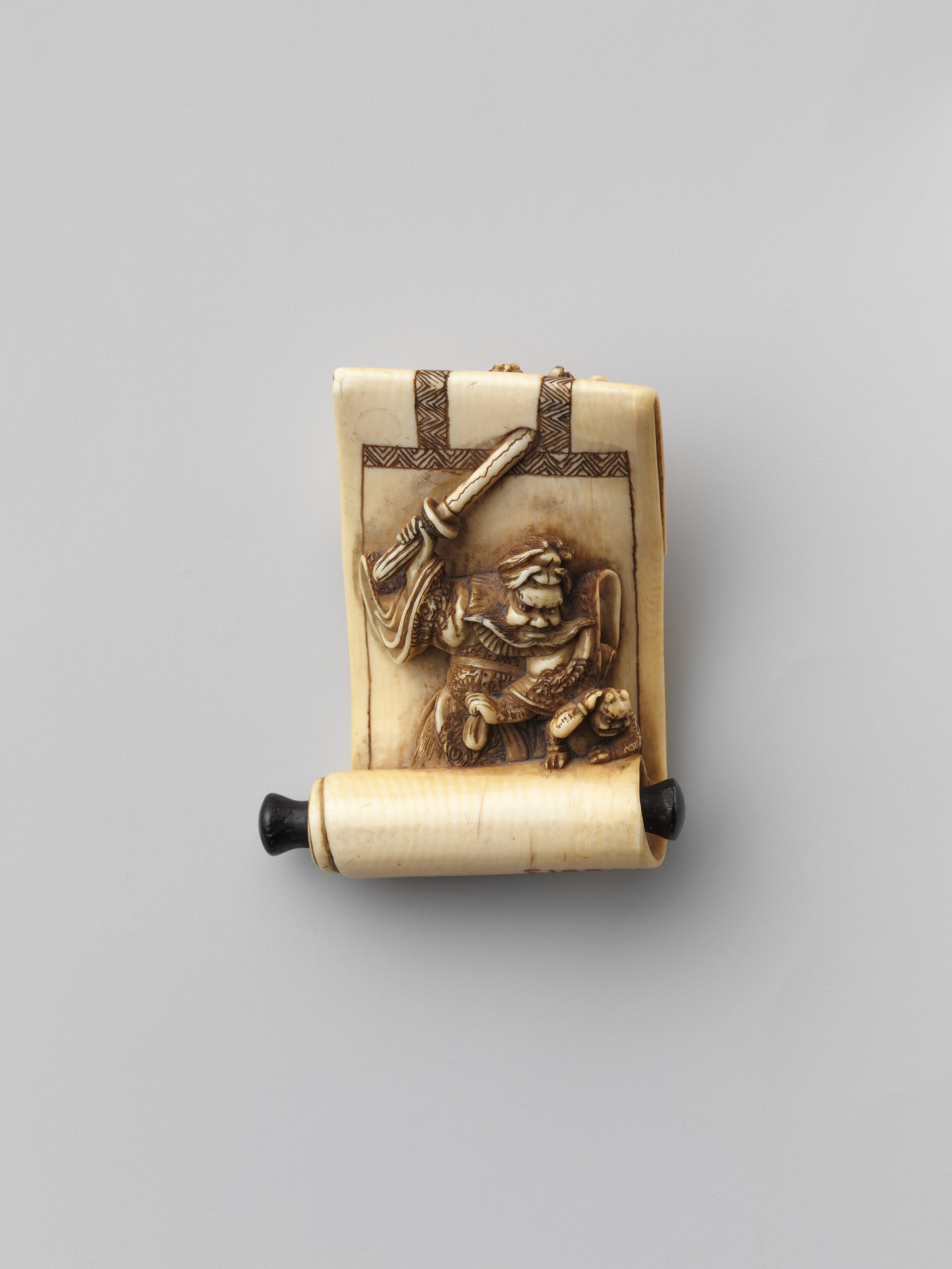Ivory Carved Scroll with Warrior Figure — History