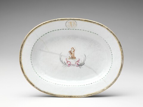 Painted Armorial Oval Porcelain Dish