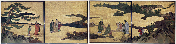 Ancient Scholar Gathering Screen Painting