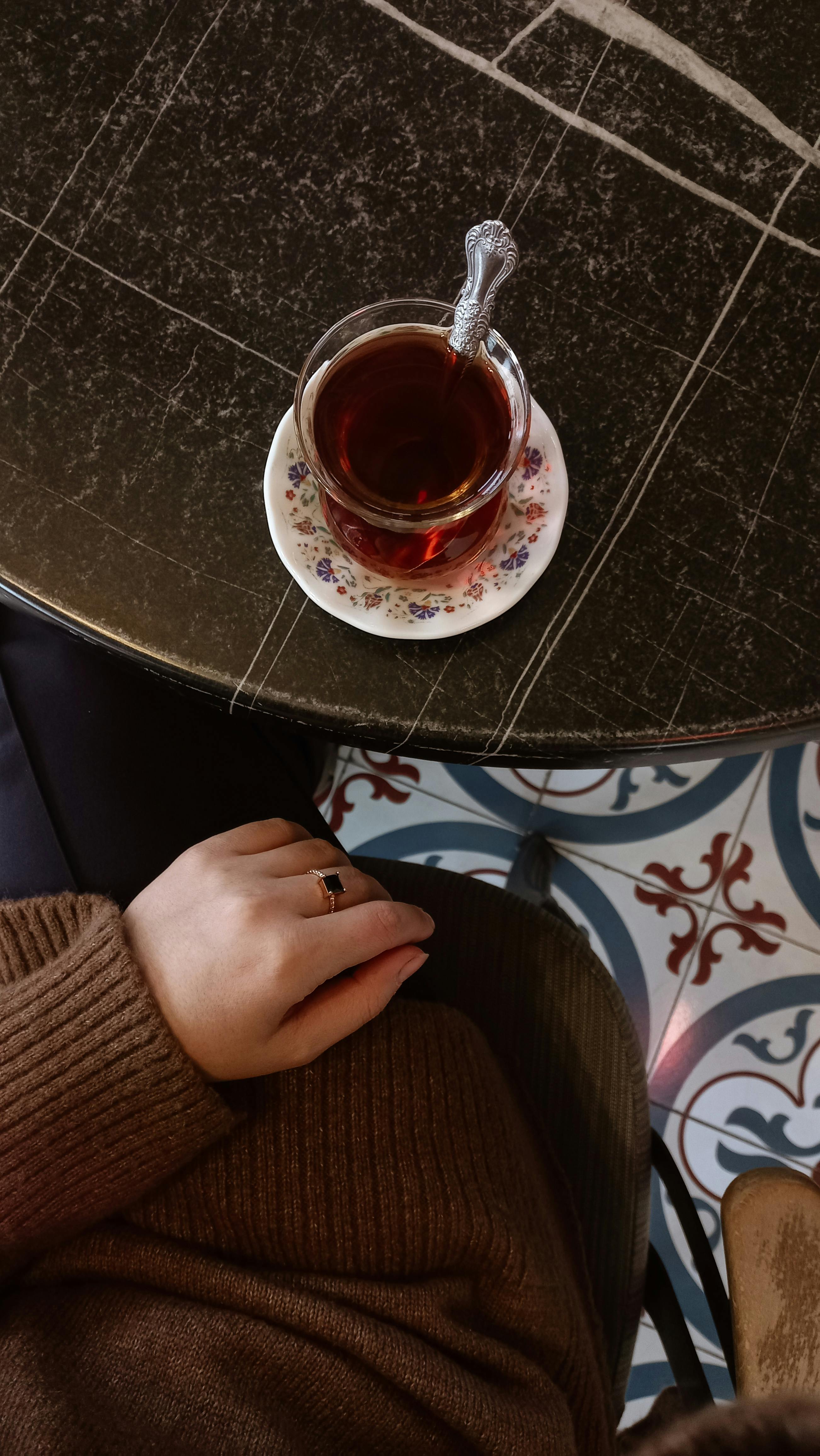 Cup of Tea on Cafe Table