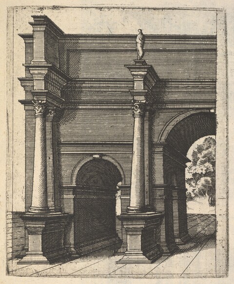 Etching of Classical Architectural Portico