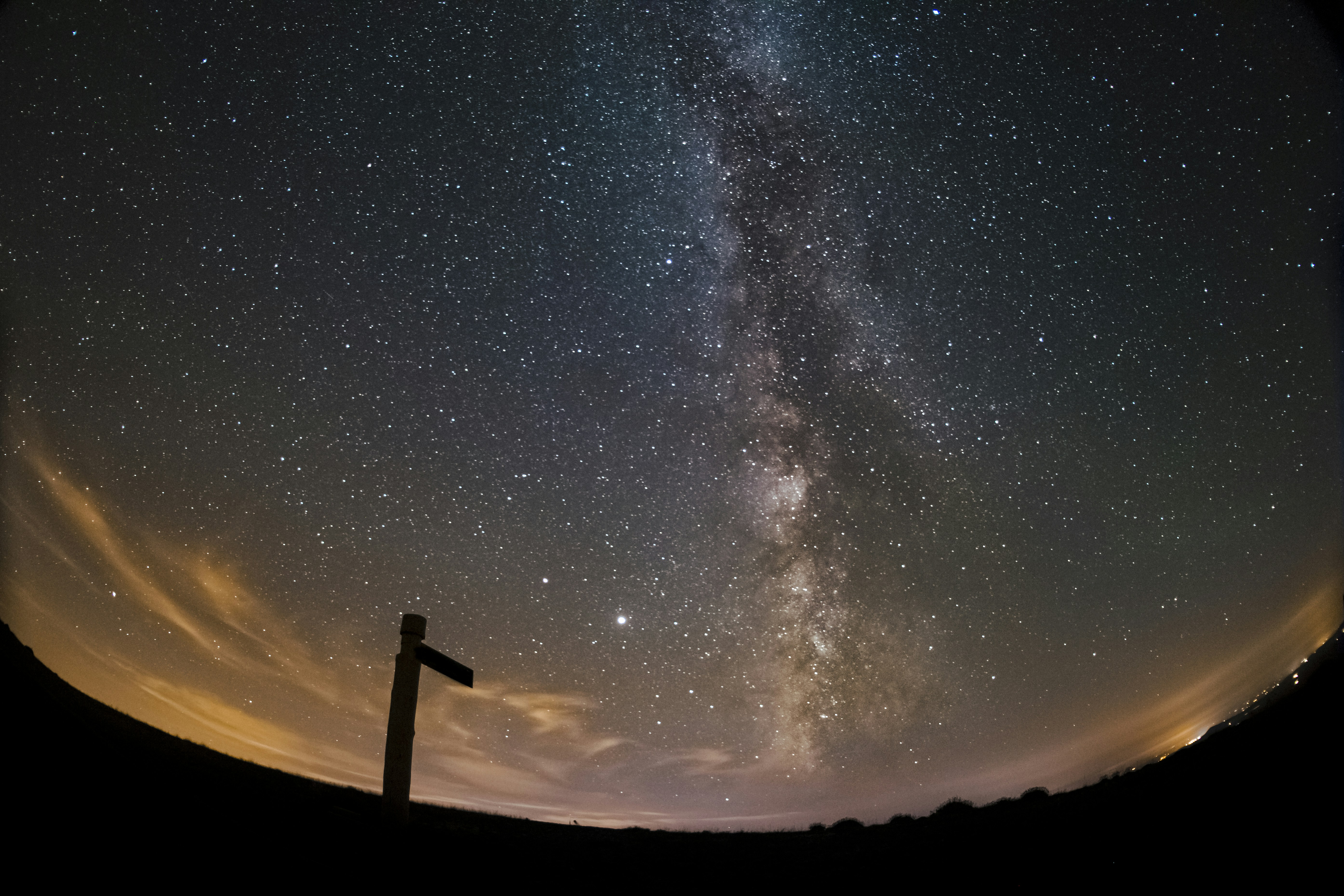 Signpost Under Milky Way Night Sky
