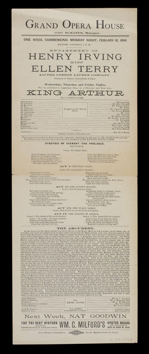 1896 Grand Opera House Playbill