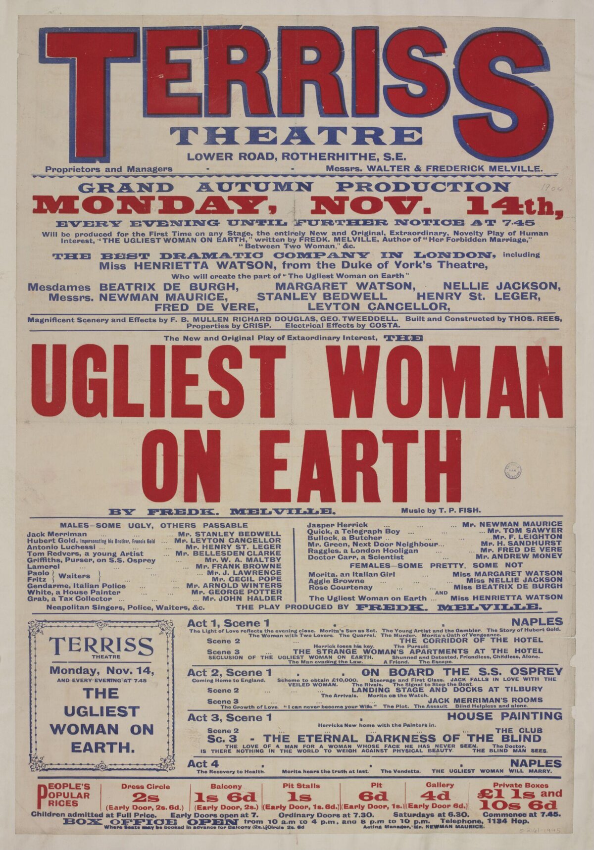 Terriss Theatre The Ugliest Woman on Earth Poster