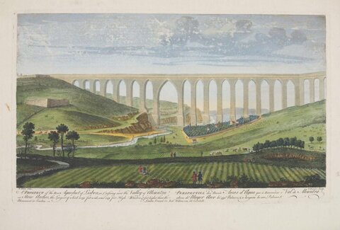 Vintage View of Lisbon Alcantara Aqueduct