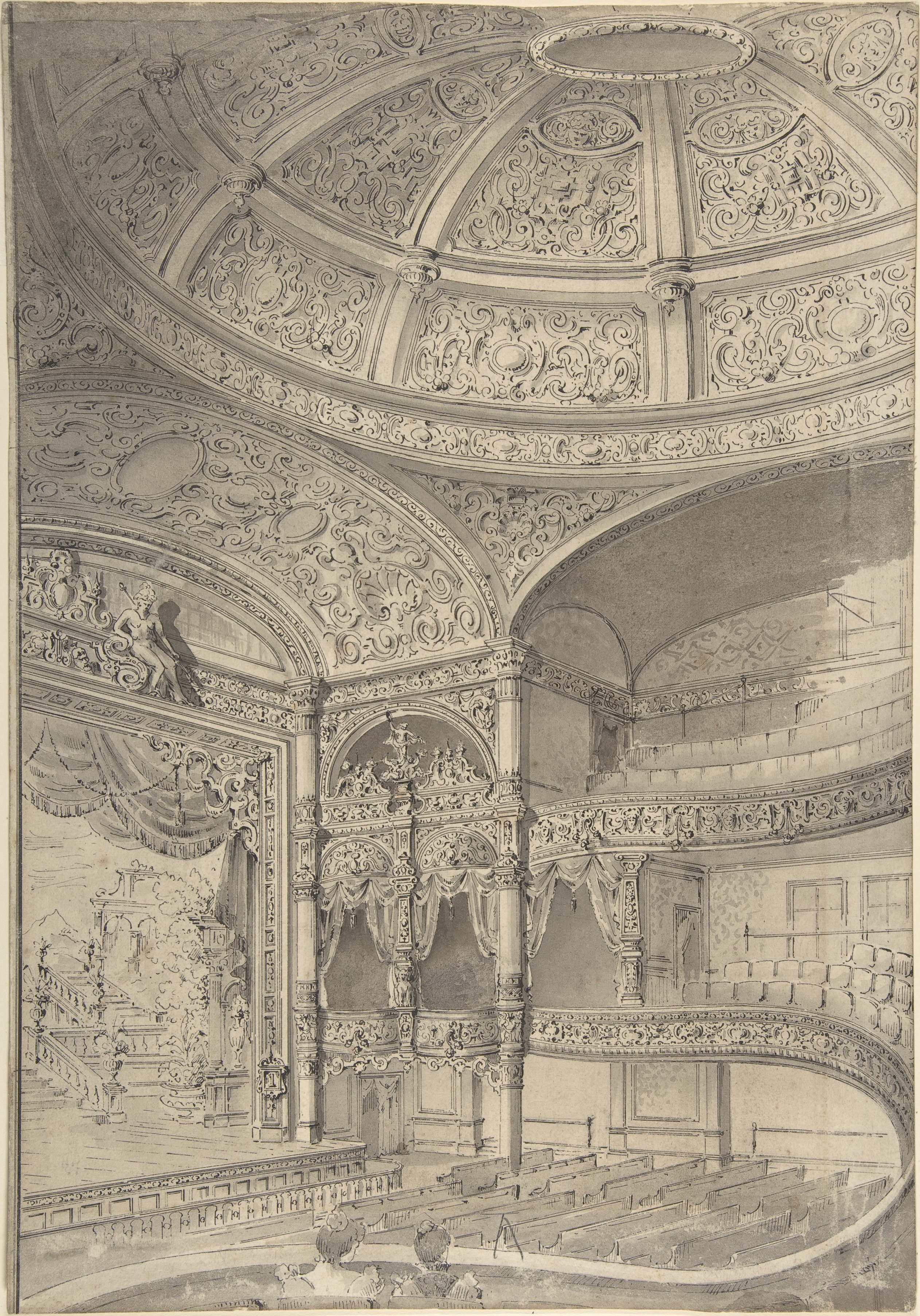 Pencil Sketch of Theater Interior