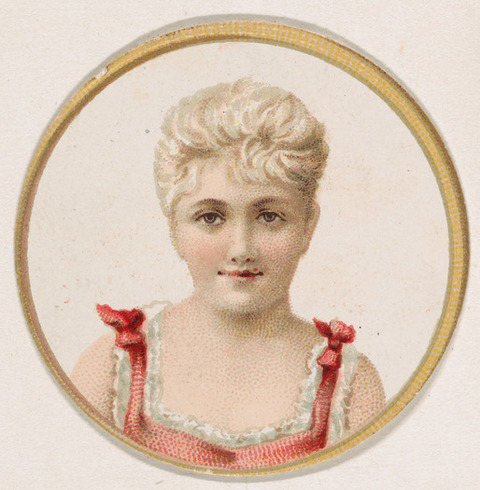 Vintage Circular Portrait of Young Woman