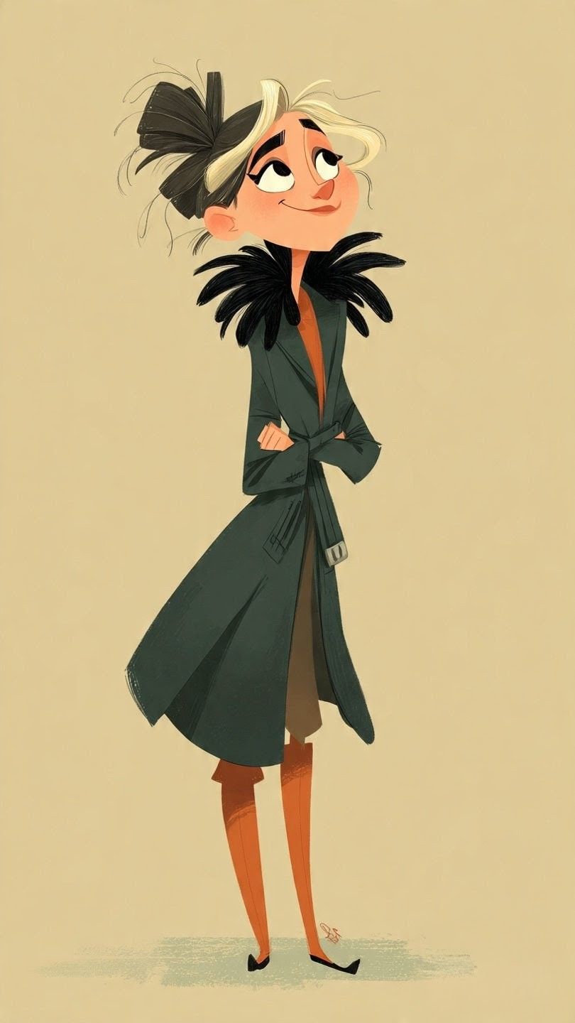 Cartoon Illustration of Stylish Woman