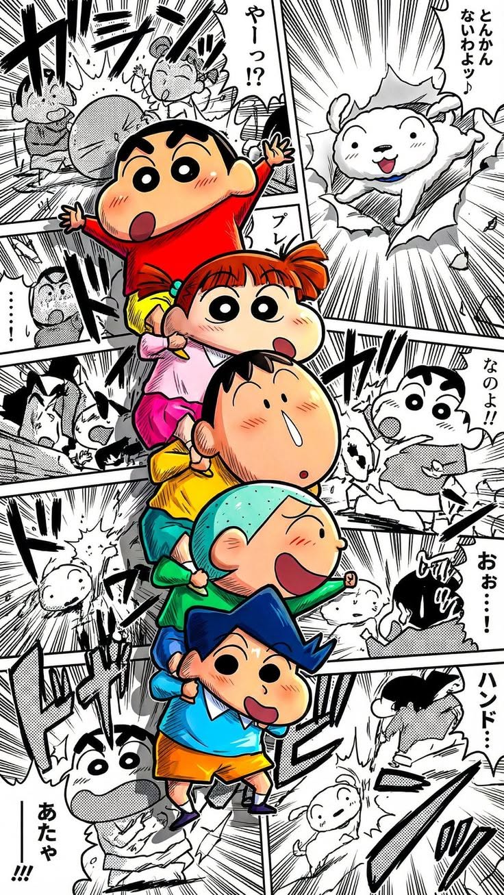 Crayon Shin-chan Character Human Tower