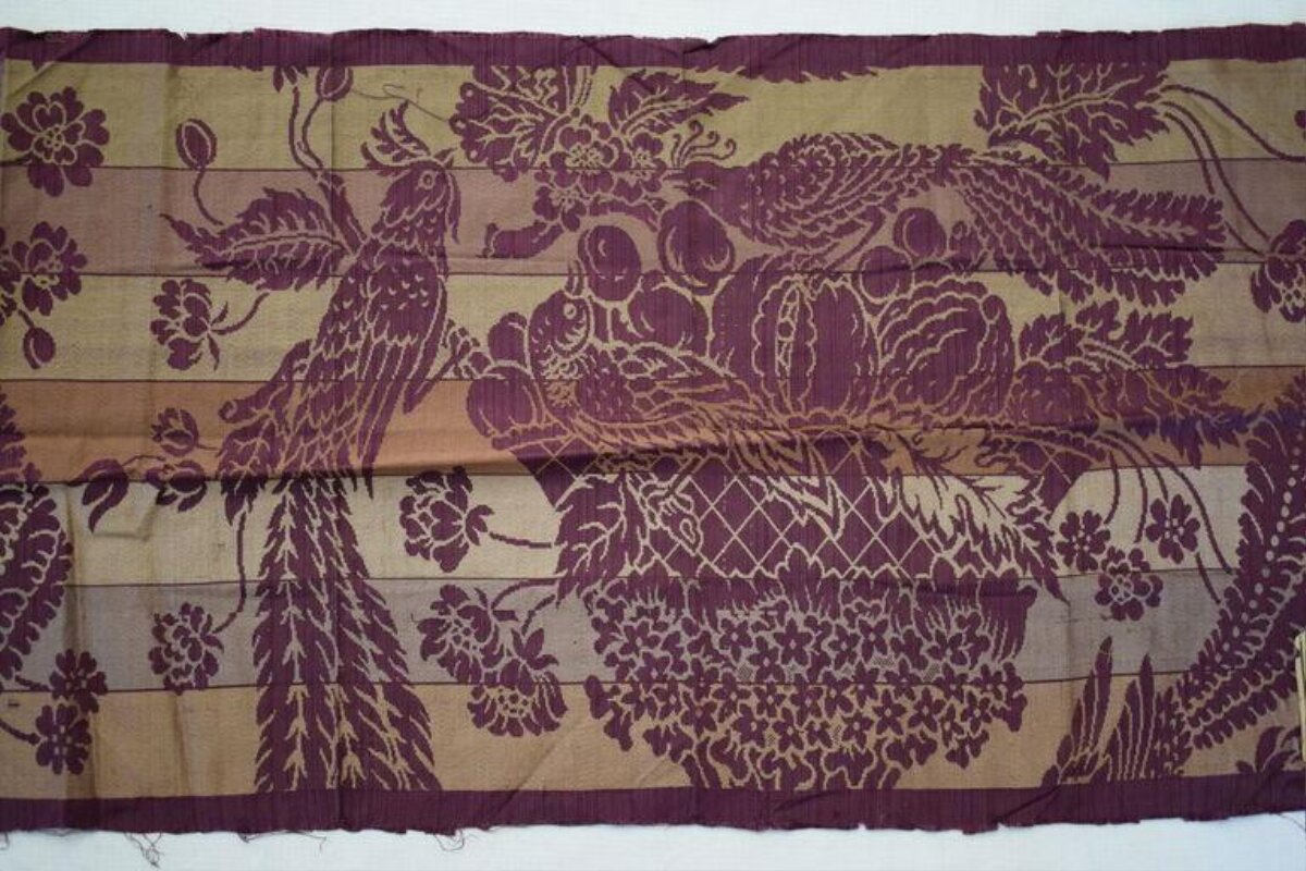 Purple Bird Floral Pattern Textile