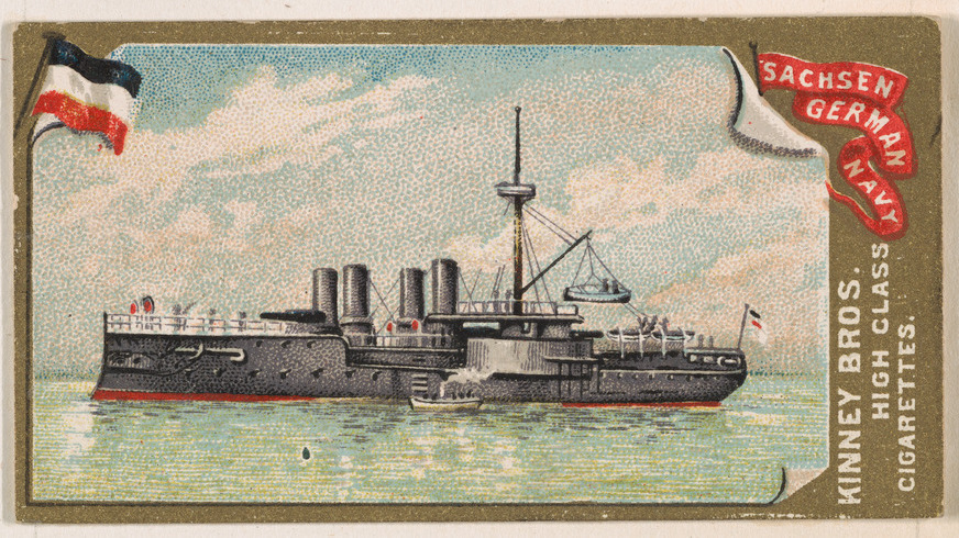 Vintage Sachsen Class Battleship Cigarette Card